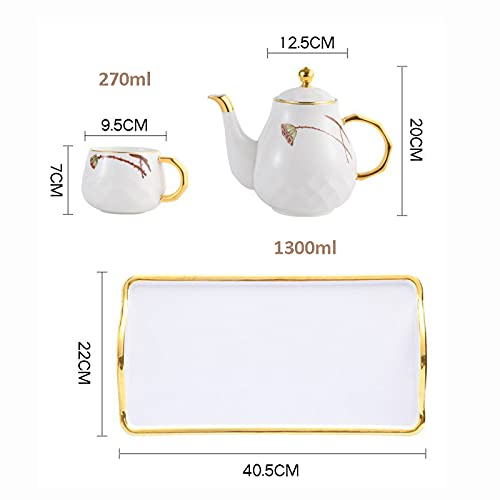 Porcelain Tea Set Tea Cups Sets of 6 Teapot and Cup Set Ceramic Tea Service with Lotus Pattern Gift for Adults Women