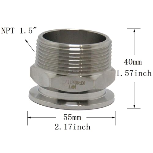 SS304 KF40 NPT Male Adaptor thread 1.5" NW40 KF Male coupling ISO