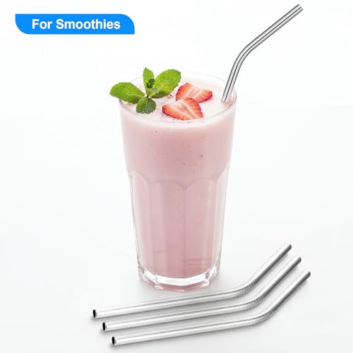 8 Pack 6 Inch Short Bent Metal Cocktails Straws (10 Count)