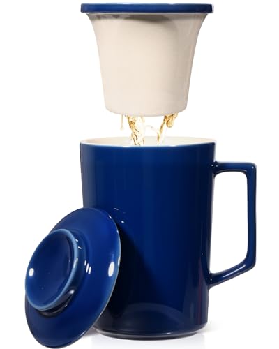 15 OZ Porcelain Tea Infuser Cup with Lid