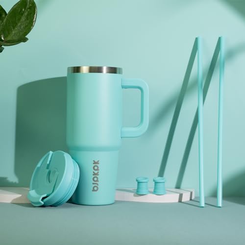 40 oz Insulated Tumbler with Handle & Straw