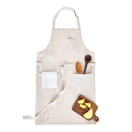 100% Pure Linen Apron Light Natural Woven