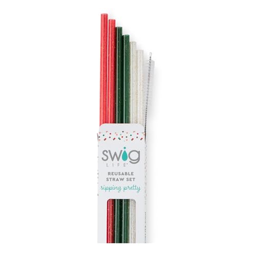 Pack of 6 Reusable Plastic Straws with Cleaning Brush (6 Count)