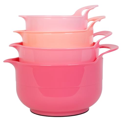 4 Pack Nesting Mixing Bowl with Pour Spout and Handle