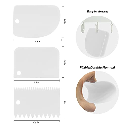 Stainless Steel Icing Spatulas Angled Cake Spatulas with 3 Cake Smoother Scrapers (6 Count)