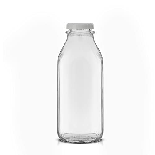 Glass Milk Bottles with Lids and Pourer (3 Count)