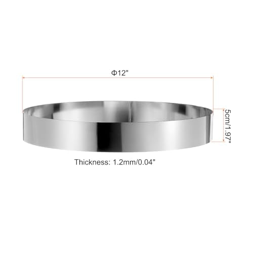 Round Cake Ring 12 x 2 Inch Seamless Stainless Steel Pastry Mousse Dessert Ring Mirror Coating for Baking Cooking Making Tool