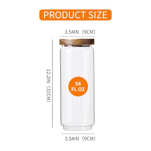 54 Oz Tall Glass Jars with Airtight Wood Lids (3 Ounce)