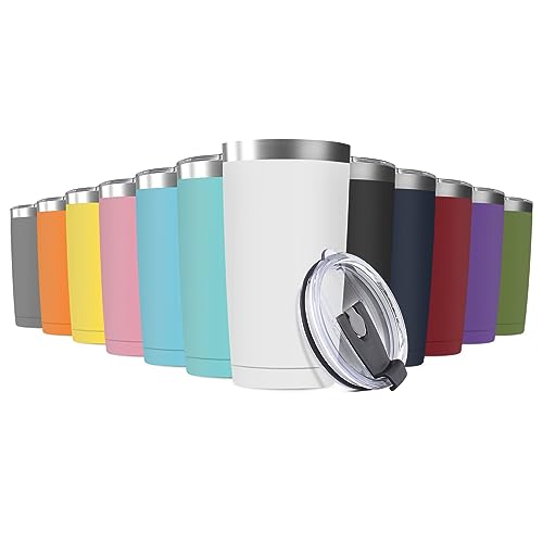 12Pack 20oz Tumbler Vacuum Insulated Travel Mug with Lids