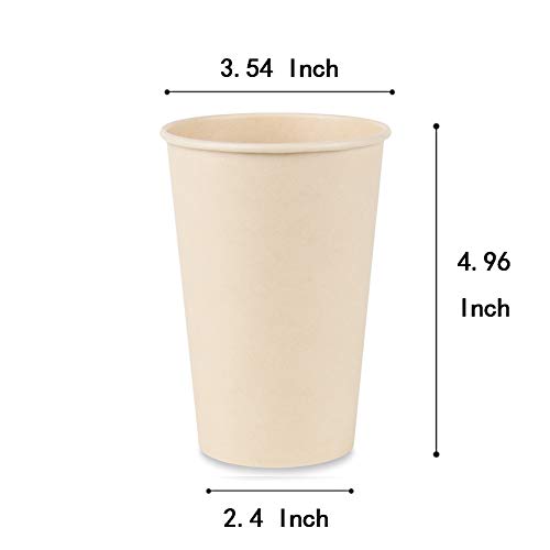 Bamboo Fiber 120 Count 16 oz Disposable Light Brown Paper Coffee Cups