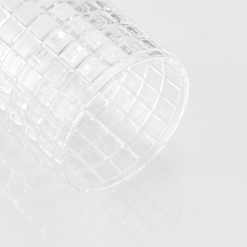 Clear Tranparent Apothecary Etched Geometric Grid Glass Jar W