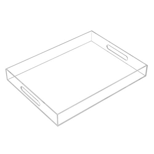Clear Sturdy Acrylic Serving Tray with Handles