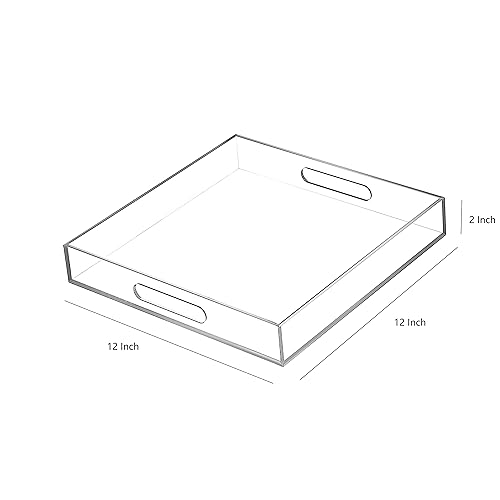 Clear Sturdy Acrylic Serving Tray with Handles