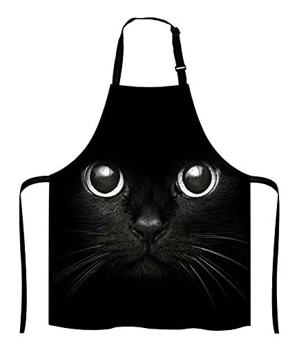 Black Cat Face Kitchen Cooking BBQ Chef Apron