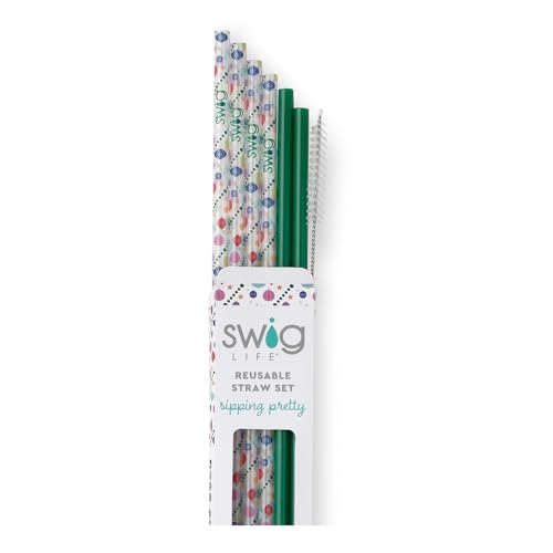 Pack of 6 Reusable Plastic Straws with Cleaning Brush (8 Count)