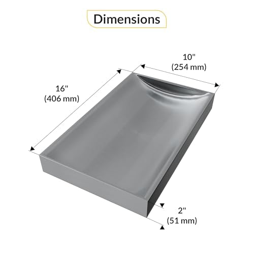 16" x 10" Stainless Steel Tray Deep Countertop Tray & Counter Organizer Tray for Cash