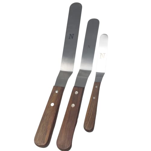 Offset Stainless Steel Spatula Set with Wood Handle (3 Count)