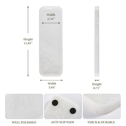 Marble Tray 12"x4" Marble Vanity Tray for Bathroom Kitchen Countertop Sink