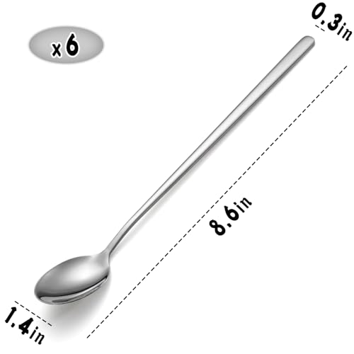 Ice Tea Spoon Set of 6 Stainless Steel Coffee Stirrers Spoons Cocktail Stir Sticks Spoons with Long Handle for Bar Coffee Cocktail (6 Count)