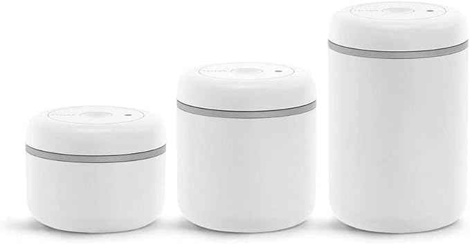 Fellow Atmos Vacuum Canister for Coffee & Food Storage - Airtight Sealed Container, Matte White, Large Coffee Bean Storage, 1.2 Litre Jar