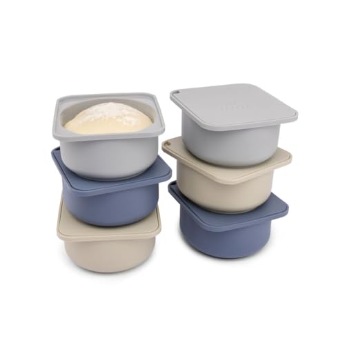 Pizza Dough Proofing Silicone Containers with Lids (6 Count)