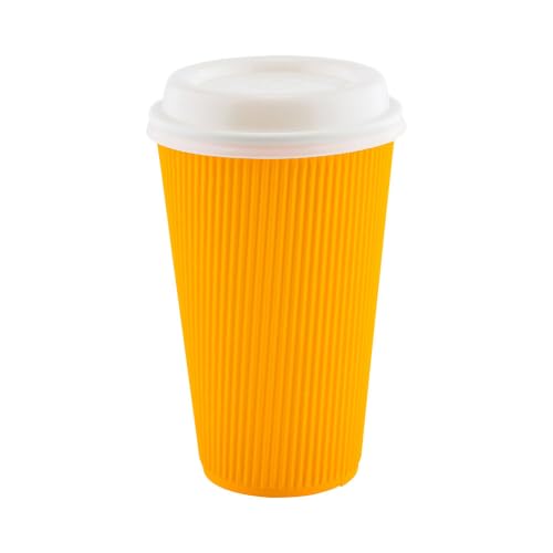 Ripple Wall Coffee Cups 500 Count 16 Ounce Insulated Yellow Paper Cups