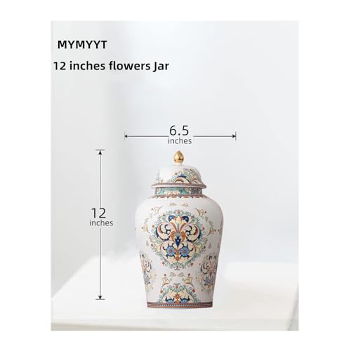 12 inches flowers Ginger Jar with Lid Chinese Decorative Ceramic