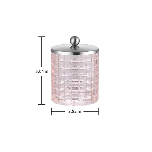 Blush Colored Tranlucent Apothecary Etched Geometric Grid Glass Jar W