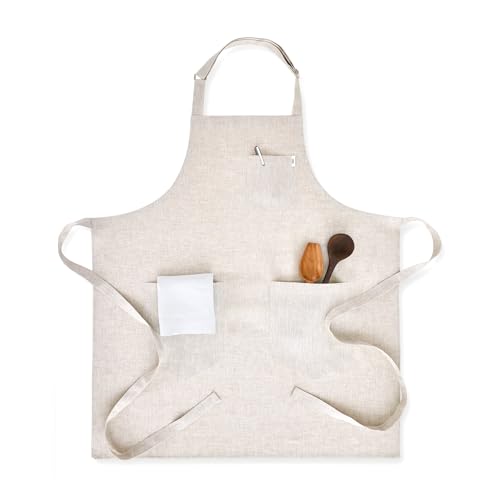100% Pure Linen Apron Light Natural Woven