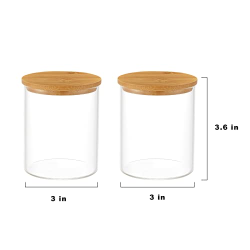 Glass Qtip Holder Dispenser with Bamboo Lid (2 Count)
