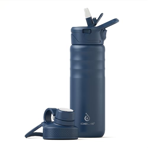 24oz Insulated Stainless Bottle with 2 Leakproof Lids