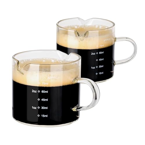Espresso Double Spout Glass Coffee Cups with Handle