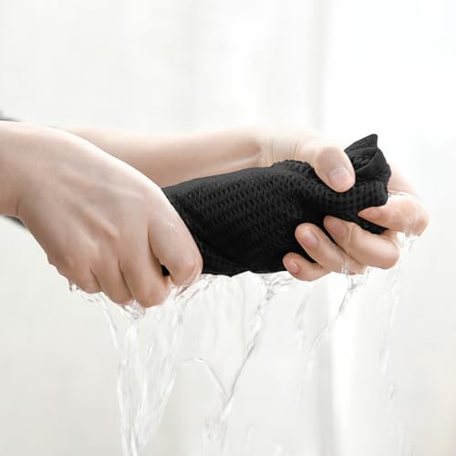 100% Cotton Black Waffle Weave Kitchen Dish Cloths (6 Count)