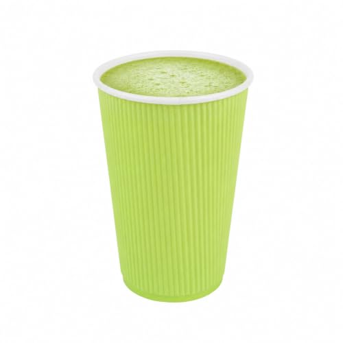Ripple Wall Coffee Cups 25 Count 16 Ounce Insulated Eco Green Paper Cups