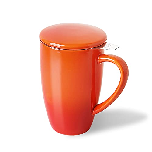 Sweejar Porcelain Tea Mug with Infuser and Lid