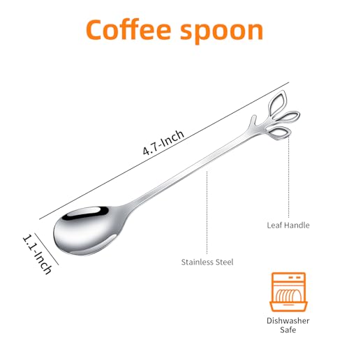 Elegant Silver Leaf Coffee Spoons (10 Count)