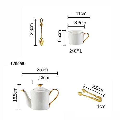 Utility White Porcelain Coffee Tea Set Tea Gift Sets with Tray Teaspons Tea Cup Teapot 1200Ml 6 Cups 240Ml Modern Tea Service for Tea