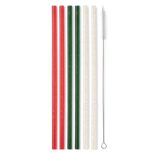 Pack of 6 Reusable Plastic Straws with Cleaning Brush (6 Count)