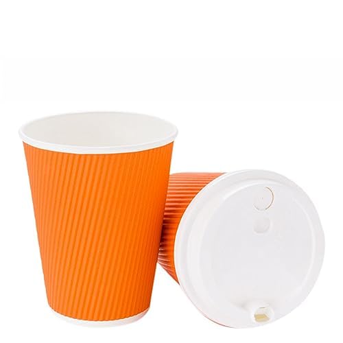 Coffee Cups 500 Pack of 12 oz Ripple Wall Insulated Coffee Cups Non (500 Count)