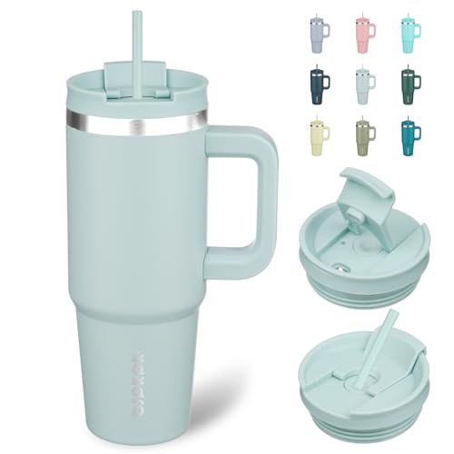 30 oz Insulated Tumbler with Handle & Straw