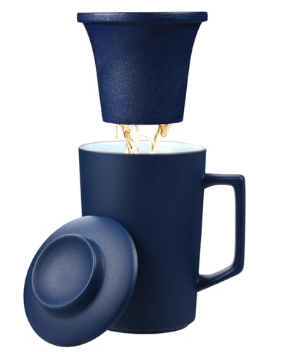 15 oz Ceramic Tea Infuser Cup with Lid
