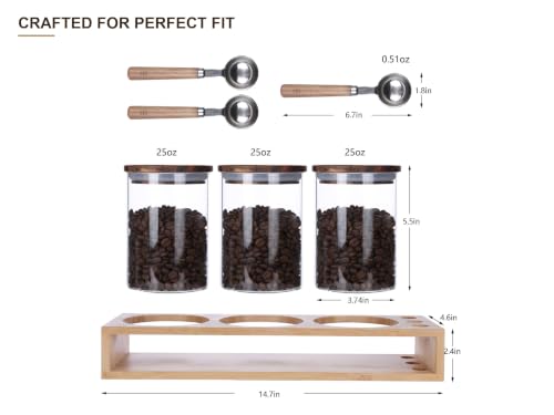 KKC HOME ACCNETS Glass Coffee Jar Set with Spoon Holder (5 Count)