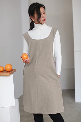 Cotton Linen Apron Halter CrossBack Bandage Aprons Japanese Style X Shape Pocket