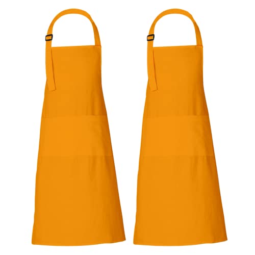 Cotton Apron for Women Men with 3 Pockets Chef Kitchen Aprons for Cooking Adjustable Bib for BBQ