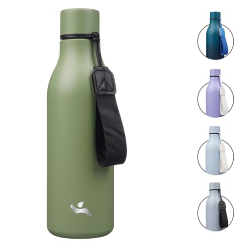 18 oz Insulated Stainless Steel Metal Water Bottle with Strap