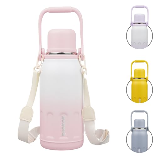 Stainless Steel Insulated Bottle with Handle & Strap