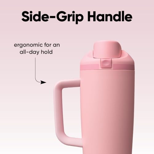 FreeSip Tumbler Stainless Steel Water Bottle 30 oz Rose Quartz