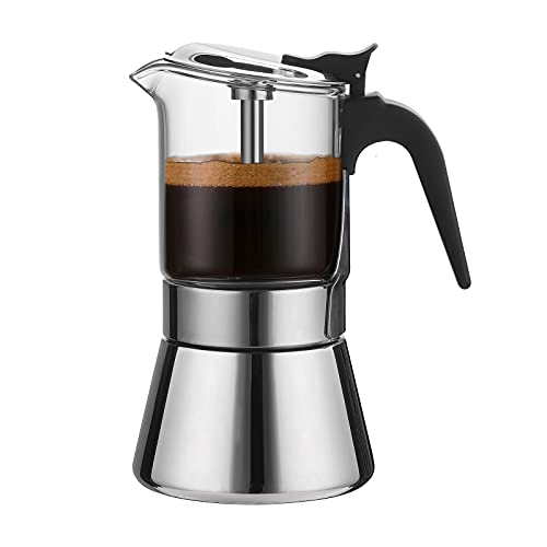SIXAQUAE Moka Induction Stovetop Espresso Maker With Pressure valve