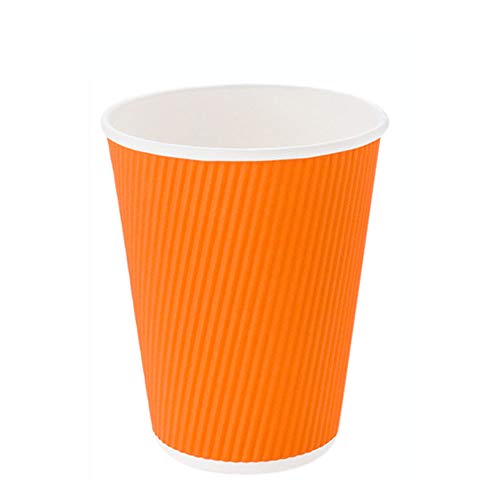 Ripple Wall Coffee Cups 25 Count 12 Ounce Insulated Tangerine Orange Paper Cups