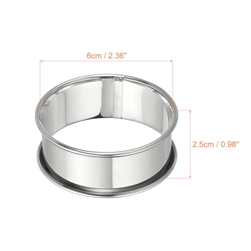8pcs Crumpet Rings 2.36" Nonstick Round Cake Ring Stainless Steel Double Rolled English Pastry Rings for Kitchen Baking Crumpet Dessert (8 Count)